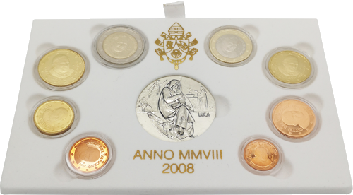 2008 Vatican Benedict XVI proof euro coin set  with silver medal (3)