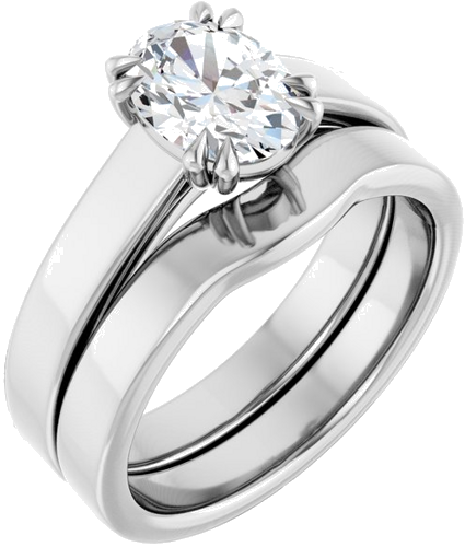 Sužadėtuvių Žiedas „Solitaire“ 585 Baltojo Aukso Oval 8mm x 6mm (6)