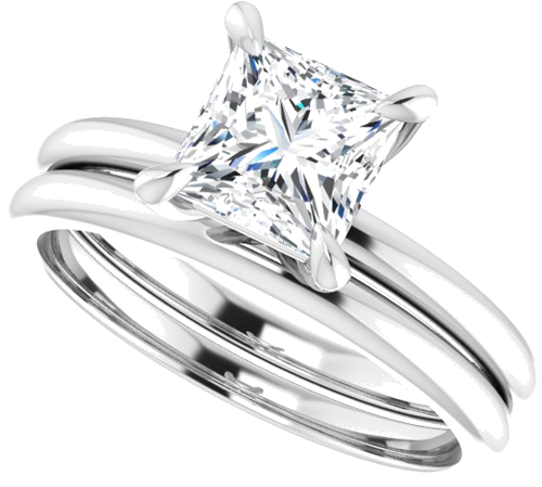 Sužadėtuvių Žiedas „Solitaire“ 585 Baltojo Aukso Square 6mm (10)