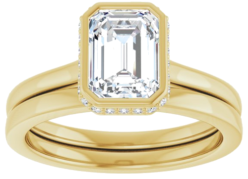 Sužadėtuvių Žiedas „Hidden Halo-Style“ 14k yellow gold Emerald 7.5mm x 5.5mm (8)