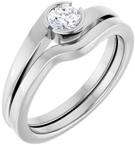 Sužadėtuvių Žiedas „Half-Bezel Solitaire“ 14k white gold Round 4.1mm (6)