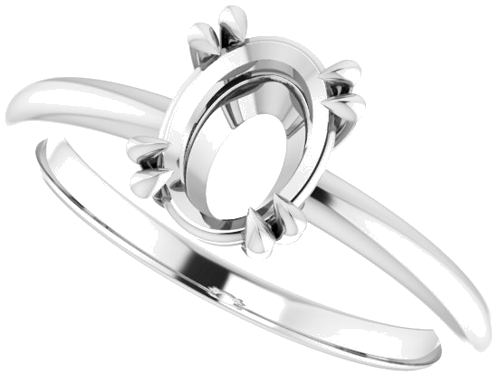 Sužadėtuvių Žiedas „Solitaire“ 585 Baltojo Aukso Oval 8mm x 6mm (5)