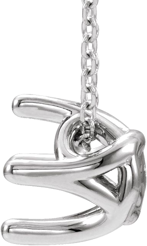 14K White 6 mm Round Solitaire 16-18  Necklace Mounting (2)