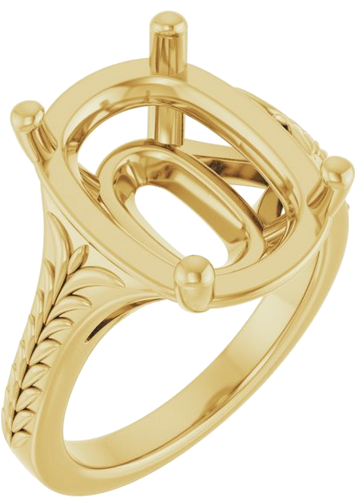 Sužadėtuvių Žiedas „Solitaire“ 14k yellow gold Elongated Cushion 14mm x 10mm (1)