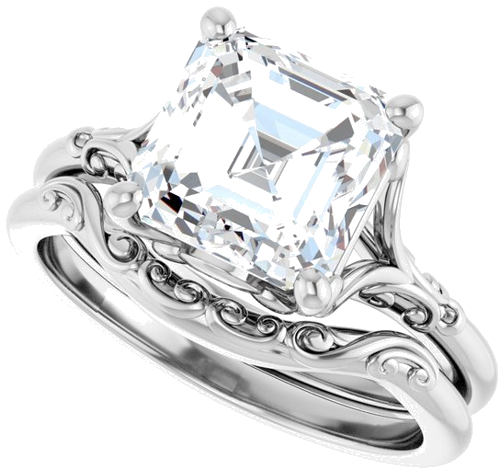 Sužadėtuvių Žiedas „Solitaire“ 14k white gold Asscher 8mm (10)