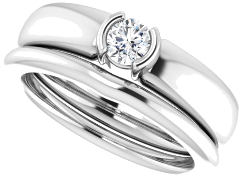 Sužadėtuvių Žiedas „Half Bezel Solitaire“ 585 Baltojo Aukso Round 4.1mm (10)