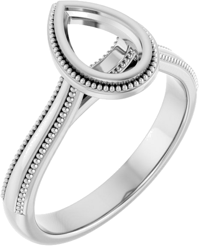 Sužadėtuvių Žiedas „Bezel-Set Solitaire“ 14k white gold Pear 8mm x 5mm (1)