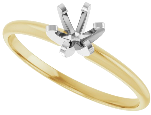14K Yellow White 4.2-4.9 mm Round 6-Prong Solitaire Engagement Ring Mounting (5)