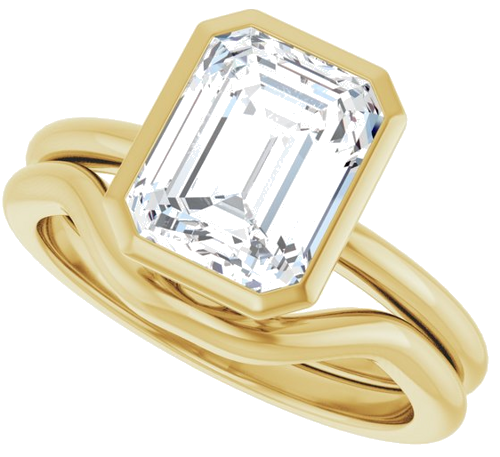 Sužadėtuvių Žiedas „Bezel-Set“ 10k yellow gold Emerald 9mm x 7mm (10)