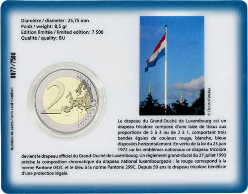 2022 Luxembourg  Flag of the Grand Duchy 2 euro BU coin in card (2)