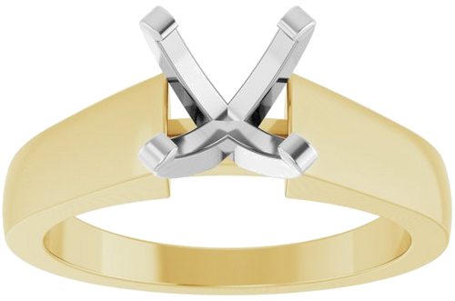 14K Yellow White 7.4 mm Round Solitaire Engagement Ring Mounting (3)
