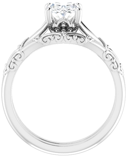Sužadėtuvių Žiedas „Solitaire Sculptural“ 14k white gold Oval 8mm x 6mm (7)