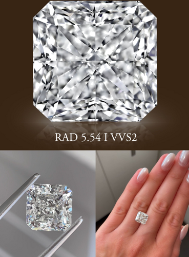 5.54 carat I-VVS2 Natūralus Radiant Deimantas (1)