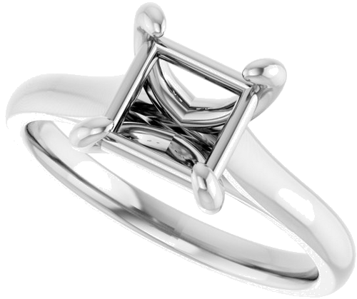 14K White 6.5 mm Square Solitaire Engagement Ring Mounting (5)