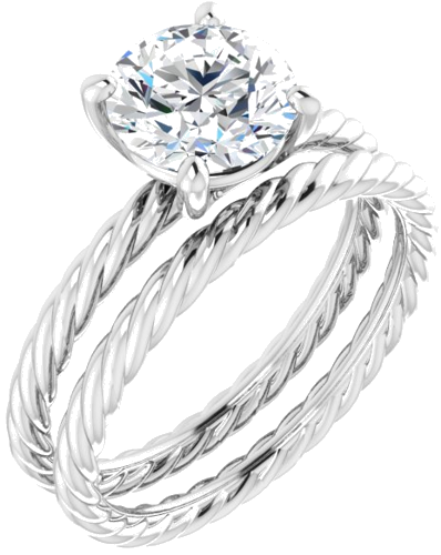 Sužadėtuvių Žiedas „Solitaire Rope“ 14k white gold Round 7.4mm (6)