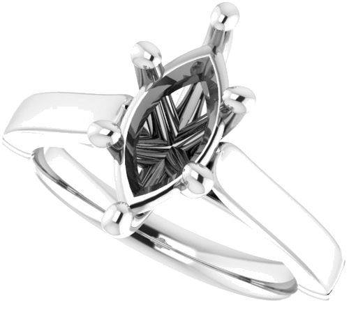 14K White  12x6 mm Marquise Solitaire Engagement Ring Mounting (5)