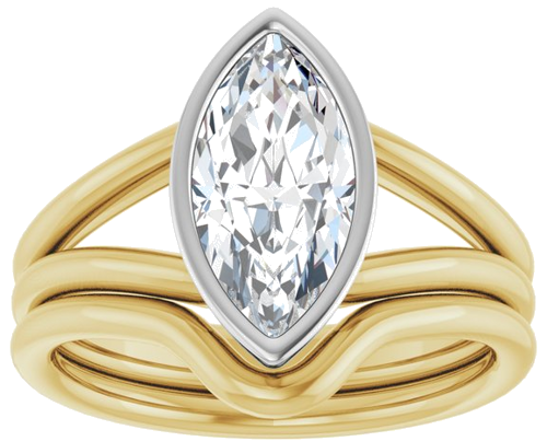 Sužadėtuvių Žiedas „Bezel-Set Solitaire“ 14k yellow/white gold Marquise 12mm x 6mm (8)