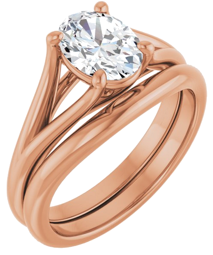 Sužadėtuvių Žiedas „Solitaire“ 14k rose gold Oval 8mm x 6mm (6)