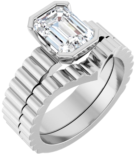 Sužadėtuvių Žiedas „Half-Bezel Solitaire“ 14k white gold Emerald 8mm x 6mm (6)