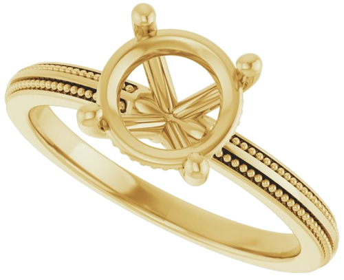 Sužadėtuvių Žiedas „Solitaire Milgrain“ 14k yellow gold Round 7.4mm (5)