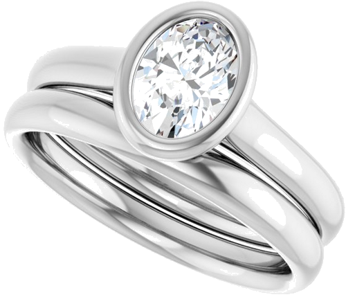 14K White  7x5 mm Oval Solitaire Engagement Ring Mounting (10)