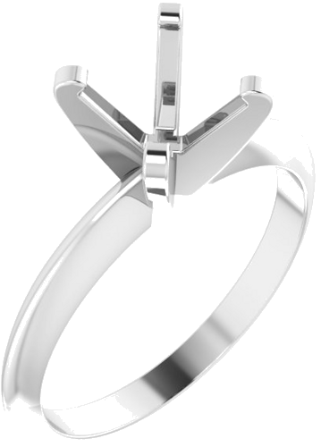 14K White 6.6-7.2 mm Round 4-Prong Solitaire Engagement Mounting (1)