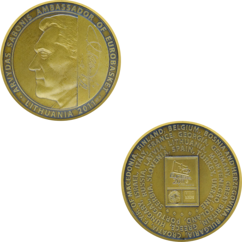 Medal Set with A. Sabonis' Signature and EuroBasket 2011, Lithuania Inscription (11)