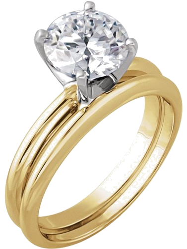 Sužadėtuvių Žiedas „Heavy Solitaire“ 750 Geltonojo Aukso Ir 950 Platinos Round 6.5mm (6)