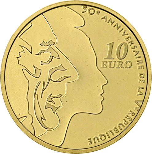 10 euro 50th anniversary of the Republic of 2008 France gold coin (1)