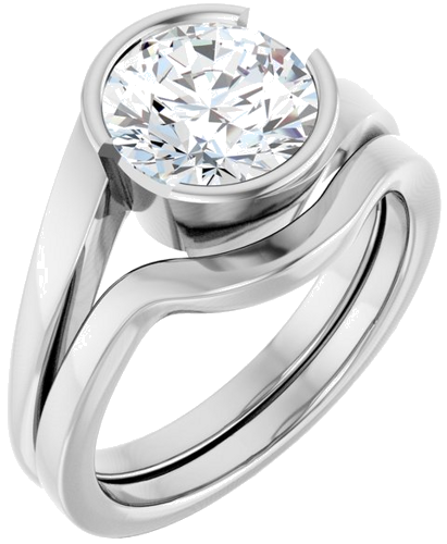 Sužadėtuvių Žiedas „Half-Bezel Solitaire“ 14k white gold Round 8.2mm (6)