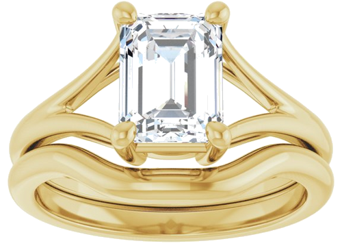 Sužadėtuvių Žiedas „Solitaire Split-Shank“ 14k yellow gold Emerald 8mm x 6mm (8)