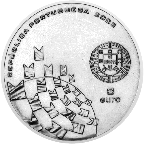 2003 Futbolas Portugalija 8 eurai sidabrinė moneta (2)