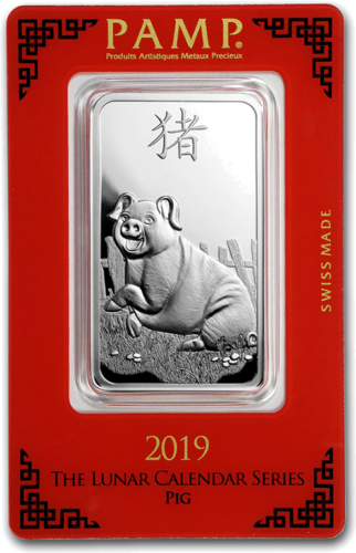 2019 Year of the Pig 1 oz Silver Bar Lunar PAMP (1)
