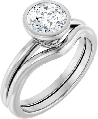 Sužadėtuvių Žiedas „Bezel-Set“ 14k white gold Round 6.5mm (6)