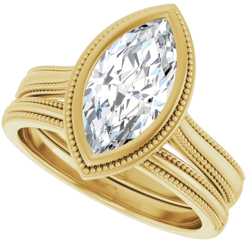 Sužadėtuvių Žiedas „Bezel-Set Solitaire“ 14k yellow gold Marquise 12mm x 6mm (10)