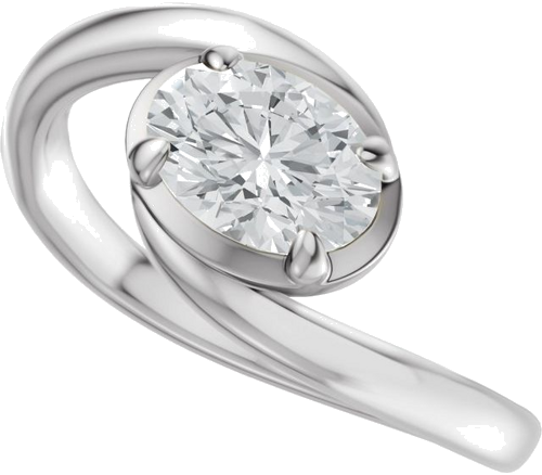 Sužadėtuvių Žiedas „Claw-Prong Solitaire Bypass“ 14k white gold Oval 8.5mm x 6.5mm (5)