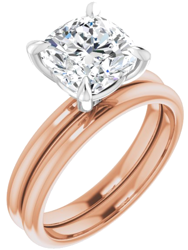 Sužadėtuvių Žiedas „Solitaire“ 585 Baltojo Ir Rožinis Aukso Cushion 8mm (5)