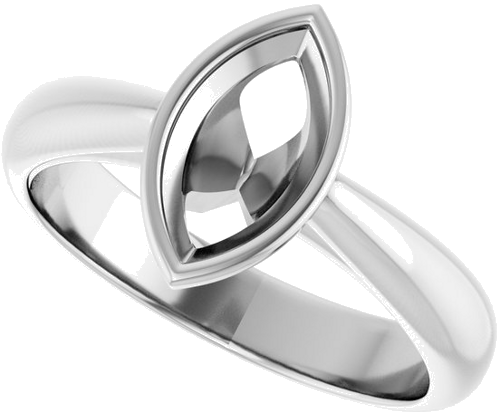 Sužadėtuvių Žiedas „Bezel-Set Solitaire“ 10k white gold Marquise 9.5mm x 5mm (5)