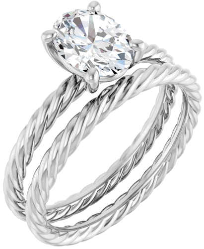 14K White 8x6 mm Oval Solitaire Engagement Ring Mounting (6)