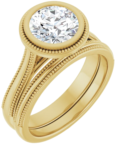 Sužadėtuvių Žiedas „Solitaire“ 585 Geltonojo Aukso Round 7.4mm (6)