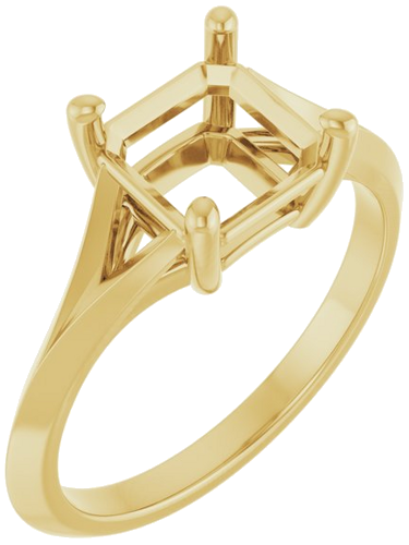 Sužadėtuvių Žiedas „Solitaire Split Shank“ 14k yellow gold Asscher 7mm (1)
