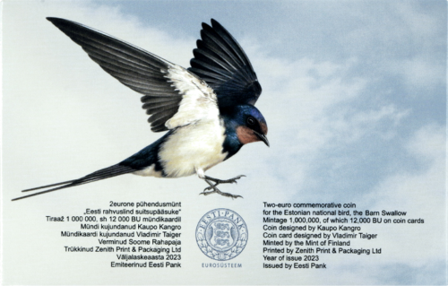2023 Barn Swallow Estonia €2 BU coin on card (6)