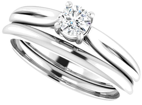 Sužadėtuvių Žiedas „Solitaire“ 14k white gold Round 4.1mm (10)