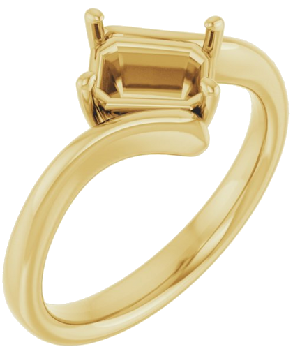 Sužadėtuvių Žiedas „Solitaire Bypass“ 14k yellow gold Emerald 7mm x 5mm (1)