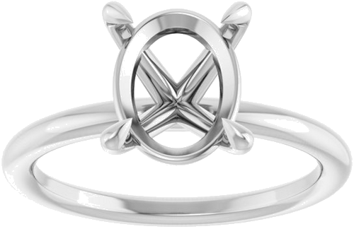 Sužadėtuvių Žiedas „Claw-Prong Solitaire“ 14k white gold Oval 10mm x 8mm (3)