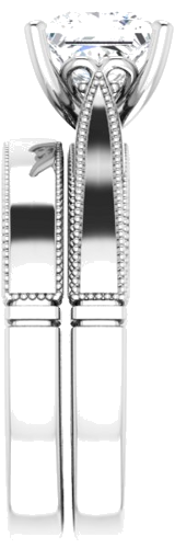 Sužadėtuvių Žiedas „Solitaire“ 14k white gold Square 6.5mm (9)