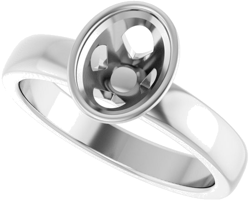 Sužadėtuvių Žiedas „Bezel-Set Solitaire“ 14k white gold Oval 8mm x 6mm (5)