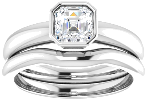 Sužadėtuvių Žiedas „Bezel-Set Solitaire“ 925 Sidabro Asscher 5mm (8)