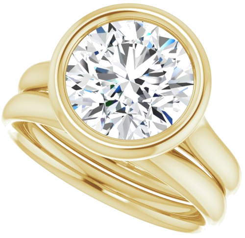 Sužadėtuvių Žiedas „Bezel-Set Solitaire“ 585 Geltonojo Aukso Round 9.4mm (10)