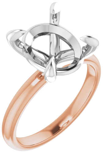 14K Rose White 12 x 10 mm Oval Engagement Ring Mounting (1)
